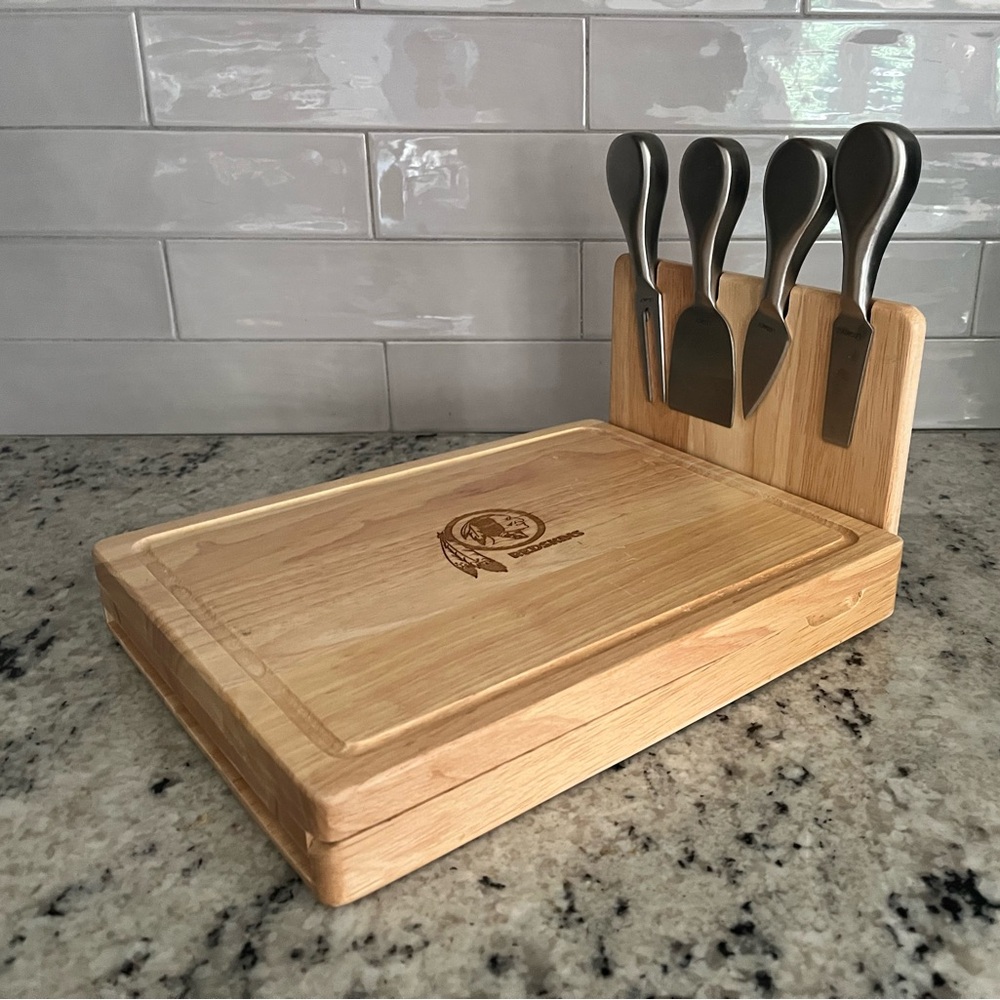 Redskins NFL Asiago Cheese Board with knives
